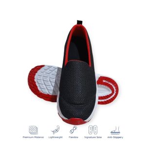 Sepatu Wanita Slip On Warna Hitam Merah Termurah