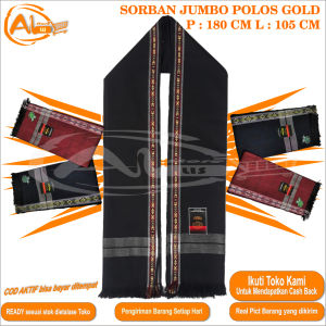 SORBAN POLOS HITAM JUMBO SURBAN TENUN ALISKA GOLD PREMIUM