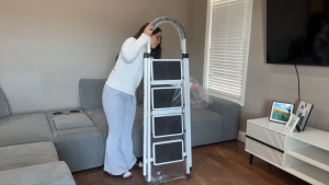 Household Indoor Folding Ladder Widened Step Carbon Steel Thick Ladder Multi-functional Non-slip Ladder