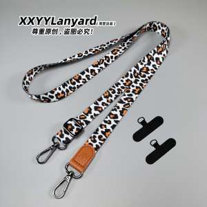 Luxury High-End Phone Lanyard with Spot Pattern Leather Buckle Crossbody Can Be Worn on Back Portable Phone Strap with Pad