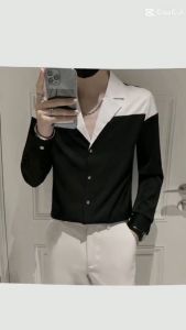 áo sơ miáo sơ mi phong cách hàn quốc phối 2 màu cực độc lạ trẻ trung nam tính và đầy lịch sự - H50