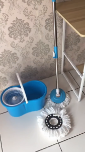 Alat Pel Lantai Dengan Ember Spin Mop Putar Otomatis Free Refill Kain Pel Super Mop Stainless / Pel Lantai Peras Otomatis-TB-01