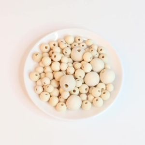 30-100pcs/lot 6-30mm Log Color Wooden Beads Round Loose Spacer Beads For DIY Jewelry Making Handmade Crafts Accessories