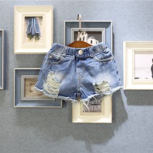 Fashionable Ripped Denim Shorts for Kids Boys And Girls Neutral Hot Pants Low Waist Korean Style Cotton Material Summer Wear