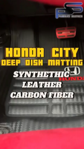 TPE / 5D ( Black / Carbon Fiber ) 5D Diamond Black Deep Dish Matting for Honda City 2009 - 2013 / 2014 - 2020 Floor Car Mats / Matting Floor Liner Matting / Mat