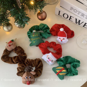 Phụ Kiện Tóc Giáng Sinh Dễ Thương Dây Buộc Tóc Hình Con Reindeer Santa Claus Dây Buộc Tóc Bằng Vải Nỉ Dây Buộc Tóc Cho Phụ Nữ Phụ Kiện Tóc