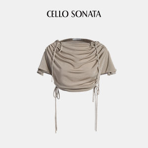 Cello Sonata | Spring/Summer Vacation Style Acetate Knit Rope Detail T-Shirt