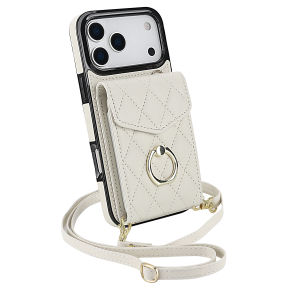 szhaiyu | Shockproof Crossbody Lanyard Leather Card Holder Wallet Phone Case For iPhone 18 17 16 15 14 13 12 Pro Max Ring Kickstand Cover