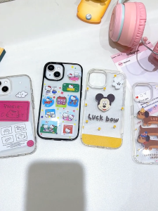 ตัวการ์ตูนน่ารัก 2 ใน 1 อะคริลิคโปร่งใส เคสโทรศัพท์มือถือ For Samsung A55 A56 A15 A16 S25 Ultra A26 A35 A36 สีลูกกวาด TPU เคสกันกระแทก