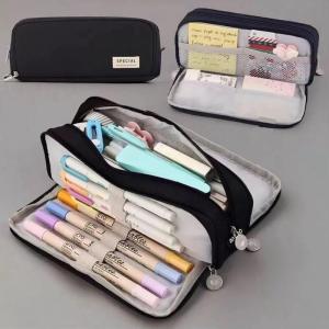 ~New! Canvas Pencil Case Large Capacity Multiple Colors Perfect For Students School Office Daily Use