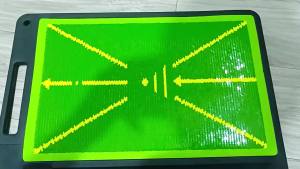Golf Swing Path Feedback Mat with Rubber Base Reversible Sequin Trace Surface Portable Golf Training Aid for Indoor Outdoor Pr