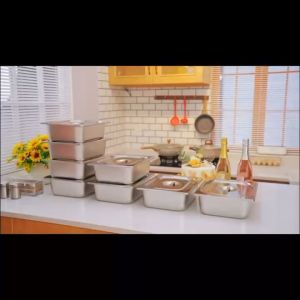 1/1 1/2 1/3 1/4 1/6 1/9 X 10cm set stainless steel hotel pan with cover buffet food storage with lid gastronorm pan with cover buffet food warmer restaurant serving plate with cover food storage container stainless bowl dish stainless tray box