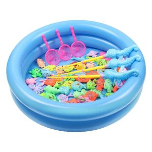 Inflatable fish pond childrens magnetic fishing toy pool kindergarten puzzle parent-child game multiplayer collaboration