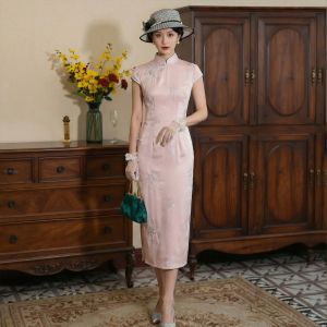 Retro Style Stand Collar Breathable Slim Fit Short Sleeve Womens Dress