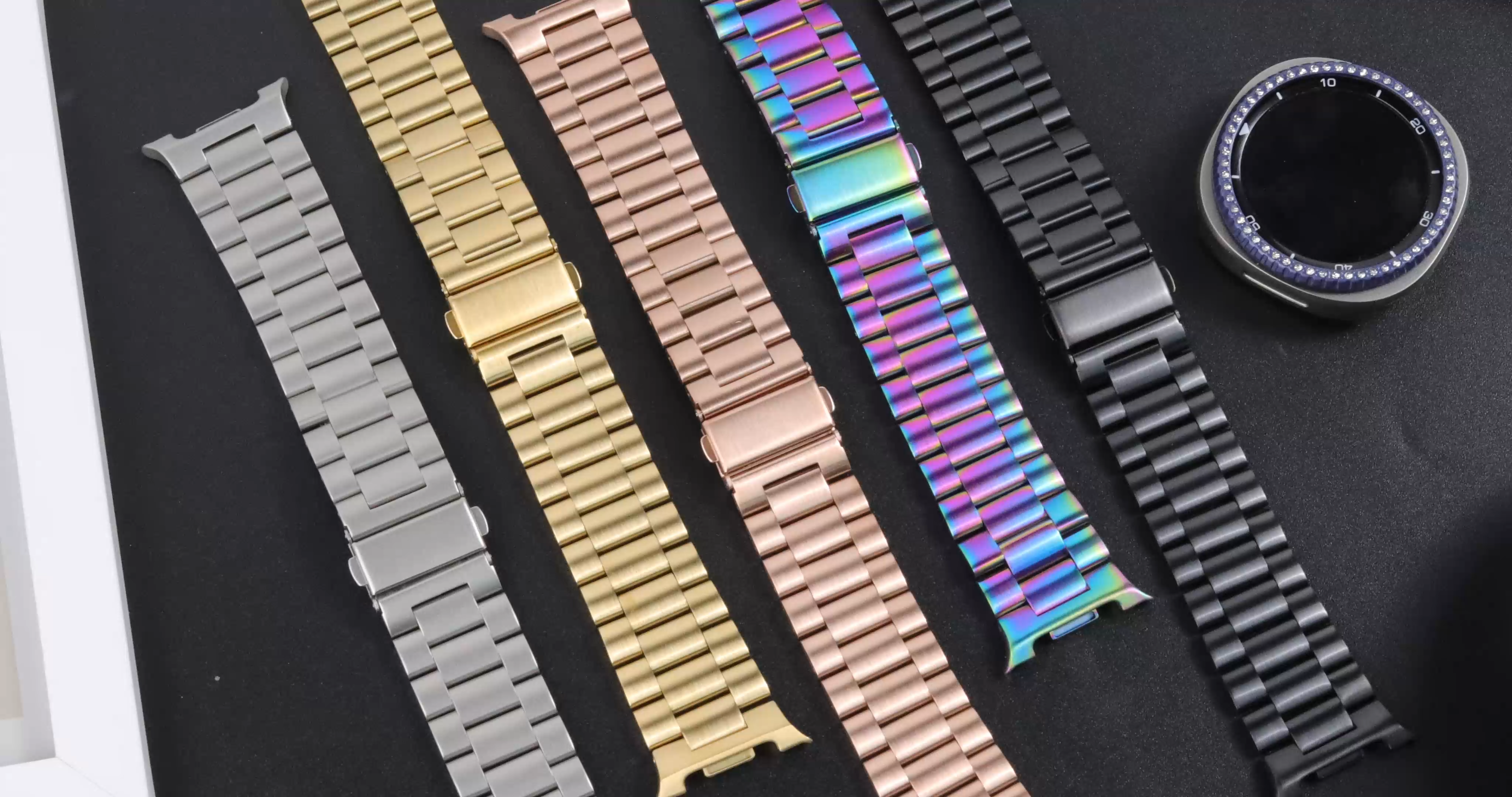 Samsung Galaxy Watch Ultra (2024/2025/2026) Stainless Steel Metal Link Bracelet Replacement Strap. Black Silver Gold