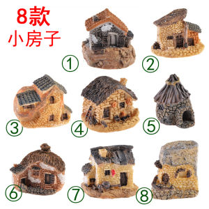 Handmade Miniature Resin Decorative Figurines: 8 Styles & Villa Small House Landscape Garden Miniature Dollhouse Decorations