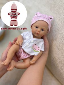 13inch Silicone Reborn Bebe Girl With 2 Sets of Outfits Open Mouth Waterproof Lifelike Painted Newborn Baby Girl Toys