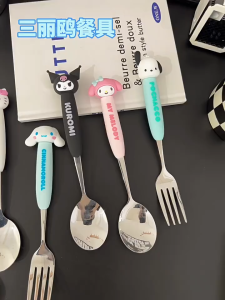 Sanrio Shock-resistant Cute Spoon Fork Set Household Spoon High-value Eating Tableware Baby Likes New Products