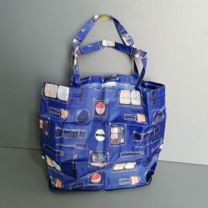 Large Capacity Waterproof Polyester Shopping Bag Portable Foldable PU Bottom Handbag Storage Bag Eco-friendly Travel Bag