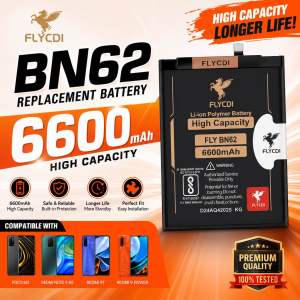 FLYCDI BN62 Replacement Battery 6600mAh High Capacity for POCO M3 REDMI NOTE 9 4G REDMI 9T REDMI 9 POWER phone batteries