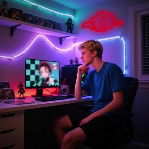 Đèn LED Neon Anime Hình Mây Trang Trí Tường USB Đèn Ngủ Cho Phòng Ngủ Của Thiếu Niên Phòng Game Phòng Ngủ Nam Tiệc Tùng