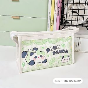 Panda Style Big Capacity Pencil Bag with Zipper and Snap Button Closure SN259