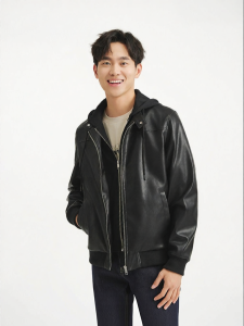 Hotwind | Hooded Mens Urban Jacket PU Leather