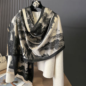 Fashionable Cashmere Wool Scarf for Mom Autumn Winter Two-In-One Outerwear Womens New 2024 Mid-Aged Stylish Fake Sheepskin Blanket Neck Warmer