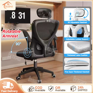 【Fast Delivery】Ergonomics Chair Office Chair Computer Chair Gaming Chair High Back Comfortable Meeting Room Home Gaming Chair with Wheels Height Adjustable 360 Rotating with Adjustable Armrest