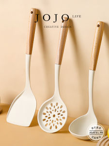 Food Grade Silicone Long Handle Cooking Spoon Non-Stick Kitchen Utensil JOJOS L PD-Shirt Wooden Handle Cooking Shovel