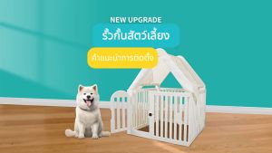 🐕คอกกั้นสัตว์เลี้ยง ประกอบตามใจชอบ พับได้ มีประตู ความสูง 65 ซม. มีทรงบ้านน่ารัก เหมาะสำหรับสัตว์เลี้ยงขนาดเล็ก