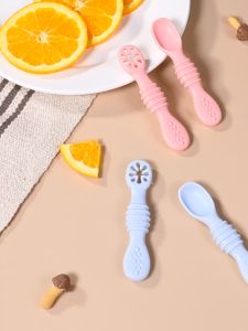 2Pcs Baby Double-Sided Training Weaning Pre-Spoon Training Spoon For Baby BPA Free Learning Utensils