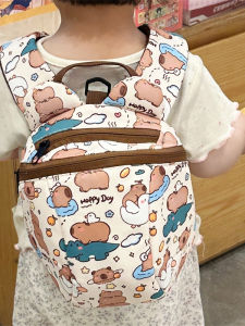 Mini Childrens Backpack for Outdoor Use Anti-Lost Card for Toddlers And Infants Girls Backpack Cute Capybara Design