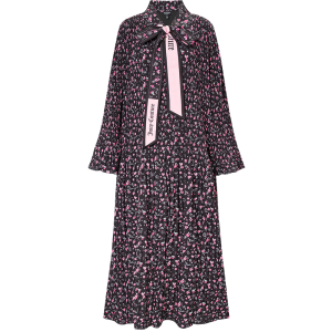 Juicy Couture | French Floral Print Long Sleeve Black Sash Dress