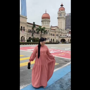 Plus Size (XL-4XL) Premium Soft Crepe Puff Layer Dress Muslimah (30104)