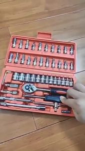 Modern เครื่องมือช่าง ชุดบล็อกประแจ บล็อกชุด 46ชิ้น ชุดบล็อก 2หุน ขนาด1/4" ชุดเครื่องมือช่างอเนประสงค์ ชุดบล็อก 46  ชุดเครื่องมือช่าง ชุดประแจ ชุดลูกบล็อกอเนกประสงค์