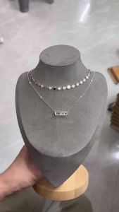 Electroplated 18K Gold Classic Full Diamond Womens Necklace High-End Jewelry