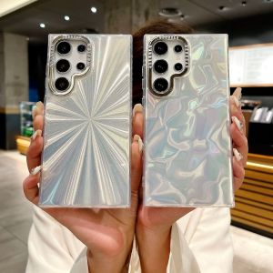 KISSCASE Luxury Laser Feather Phone Case For Samsung S24 S23 S22 Ultra S24 S23 Plus Plating Lens Protection All-inclusive Hard PC Anti-fall Shockproof Back Cover For Samsung S24 S23