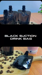 (50pcs) Black Suction Drink Bag/Beg Minuman Spout Pouch/Suction Drink Plastic Transparent Bag/Suction Drink Pouch/