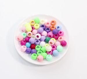 50Pcs 10/12/14mm Mixed Color Acrylic Round Beads Large Hole Loose Spacer Bead For Bracelet Necklace Making DIY Jewelry Wholesale