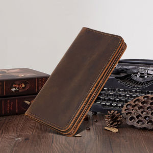 Flip Cow Leather Bi-Fold Men Long Wallet Dompet Panjang Kulit Lembu Lelaki 牛皮钱包男 2043