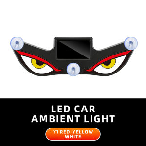 KEVANLY | Solar Powered Car Neon Light Cool DEMON EYE Led Ambient Light Wireless Suction Cup USB Rechargeable Atmosphere Breathing Lamp