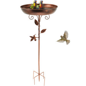 Garden Birdbath 32 Inches Sturdy Iron Outdoor Bird Bath for Outside Vintage Standing Birdbath Bowl for Outdoor Garden Patio Yard