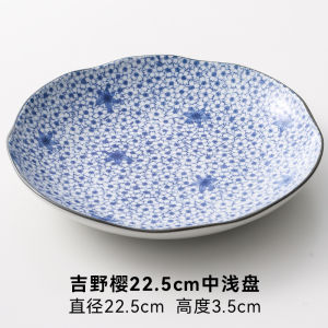 จานเซรามิกสไตล์ญี่ปุ่น จานเส้น จานผัด จานหมูสับ จานดอกไม้ ลายดอกไม้ จานสำหรับผู้ใหญ่ จานสำหรับผัด จานเส้น จานหมูสับ