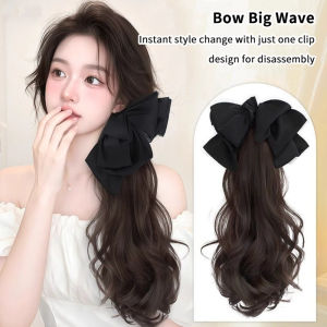 HUIYUAN วิกผมต่อผมยาวแบบสังเคราะห์มีที่คาดผมรูปโบว์ติดผมธรรมชาติแฮร์พีซวิกผมนุ่มฟูสำหรับผู้หญิง