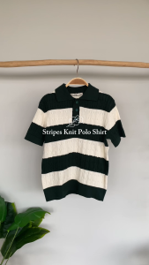LEWIS EMMA - Stripes Knit Polo Shirt (6 Bulan-14 Tahun) Atasan Knit Anak & Bayi Laki-Laki Perempuan / Baju Rajut Lengan Pendek