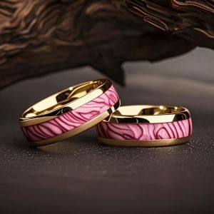 Wholesale Fashion Pink Abalone Shell Mens Ring Unique Gold Color Wedding Engagement Stainless Steel Rings Women Party Ring
