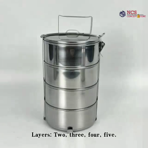 ☀️Life Core☀️ 2/3/4/5 Tier 14cm Stainless Steel Food Carrier Lunch Box Multilayer Tiffin Carrier Container | Portable Bento Stackable Storage Box | Thermal Hot Food Warmer for School Office Travel Work Kitchen Picnic Camping