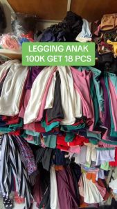 100Rb Get 18 Pcs Legging Anak Paket Hemat 6 Bulan-12 Tahun Termurah Legging Polos Motif Hitam Pink Putih