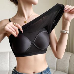 Womens Modal Strapless One-Piece Bra Vest Thickened Summer Base Layer Chest Pad Backless Folded Edge Underwear